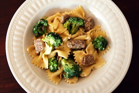 Bowtie Pasta with Italian Sausage, Broccoli & Parmesan 